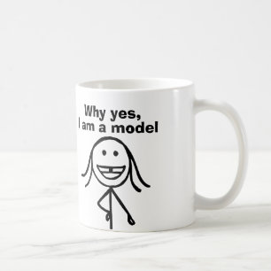Mug Fille aux dents de gigogne, Oui, je suis mannequin