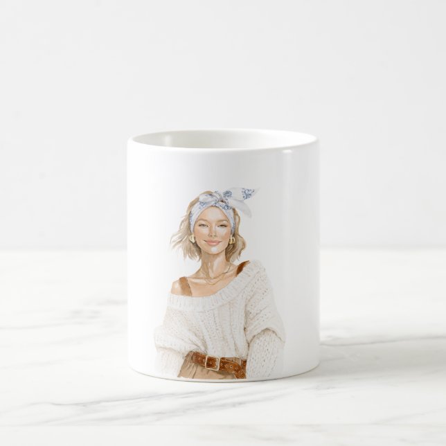 Mug Fille blonde pull blanc (Centre)