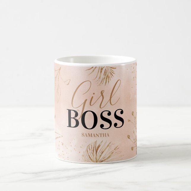 Mug Fille branchée rose et or Nom de la fille (Centre)