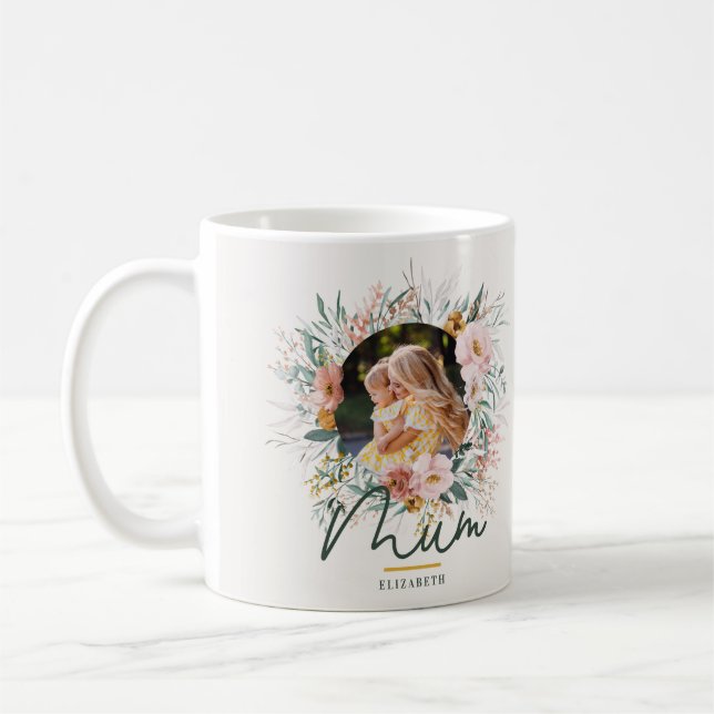 Mug Fille cadeau photo aquarelle fleurie mère jour (Gauche)