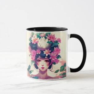 Mug Fille d'anime couronnée de fleurs de lotus