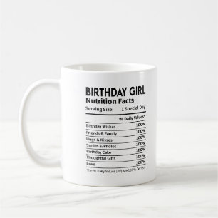 Mug Fille d'anniversaire Étiquette nutritionnel