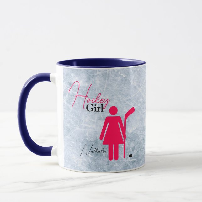 Mug Fille de hockey rose chaud (Gauche)