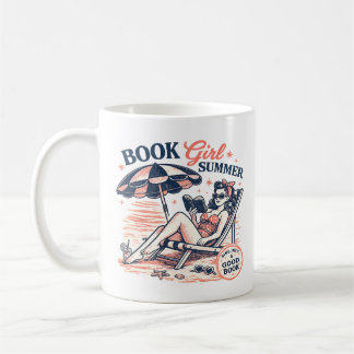 Mug Fille de livre de lecture de plage rétro Été