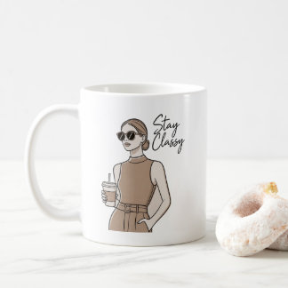 Mug Fille de mode chic Restez classe  Esthétique minim