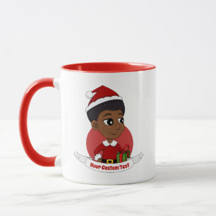 Mug Fille de Noël avec un dessin animé afro