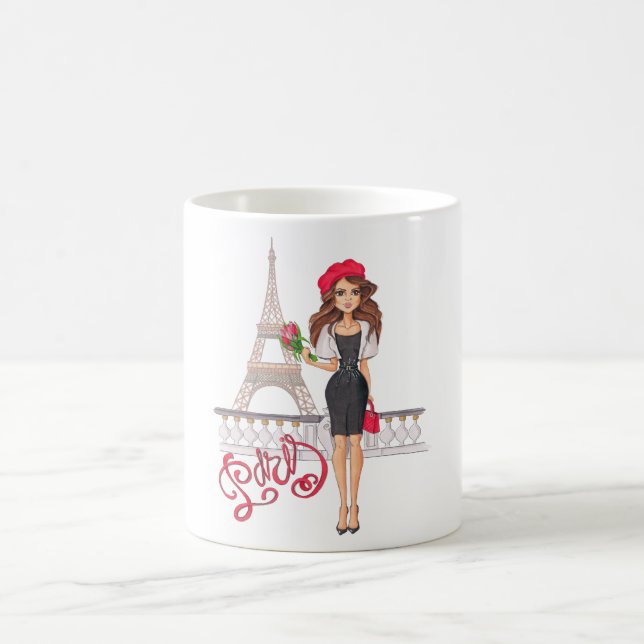 Mug Fille de Paris de mode peinte à la main (Centre)