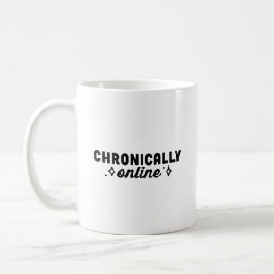 Mug Fille drôle qui doomscroll en ligne de manière chr