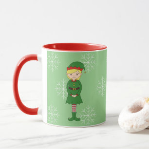 Mug Fille Elfe illusima Noël Flocons de Neige Vert Cla