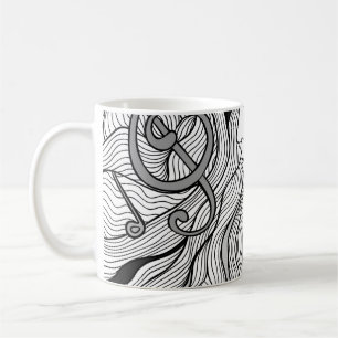 Mug Fille et musique. Illustration vintage. Sortie noi