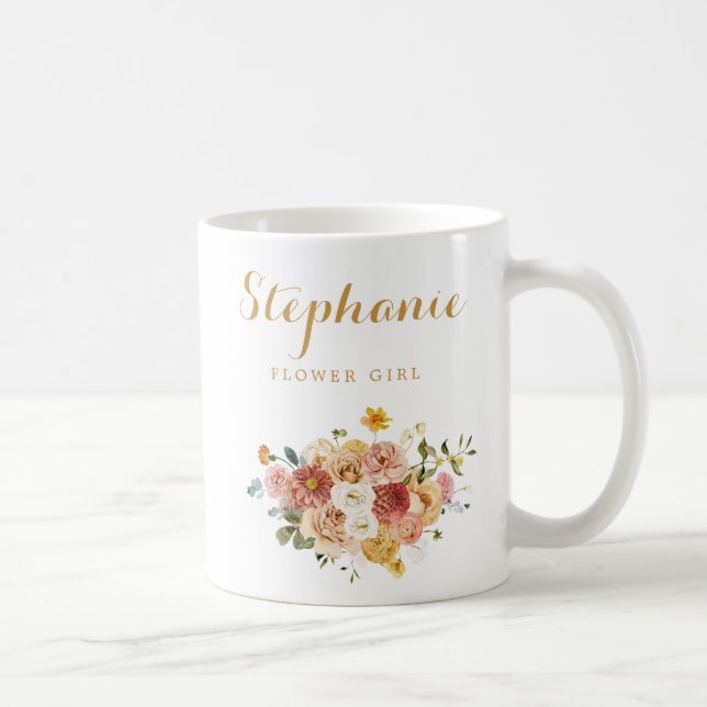 Mug Fille Florale Rose or Personnalisée (Droite)