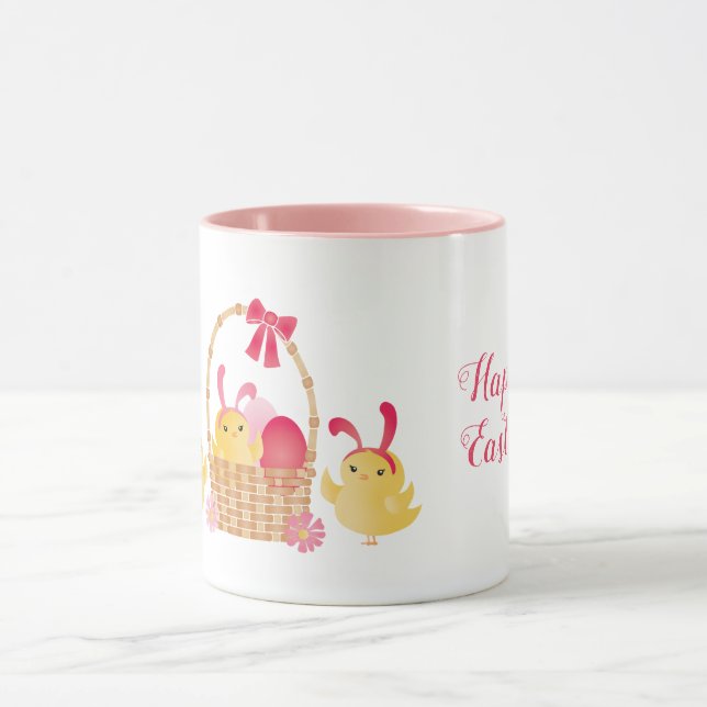Mug Fille Joyeux Poussins de Pâques rose (Centre)