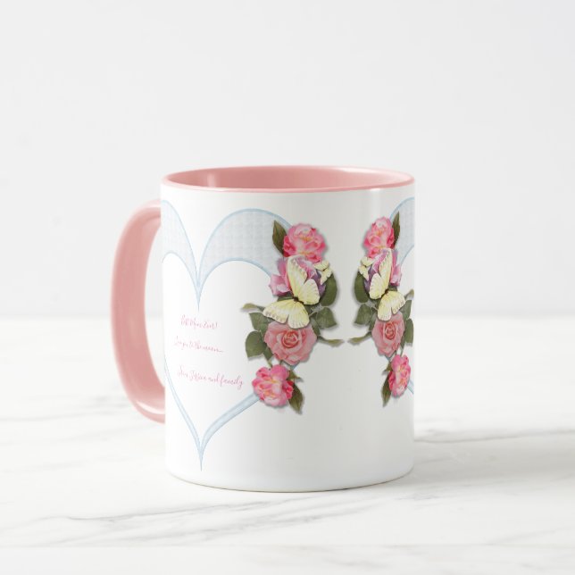 Mug Fille mère's Day rose fleuri Coeur (Devant gauche)