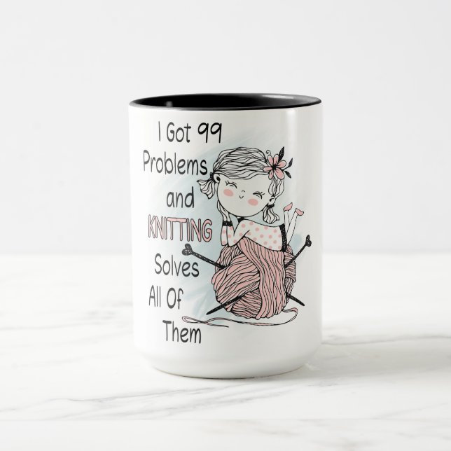 Mug Fille mignonne Fille Tricot Fil (Centre)