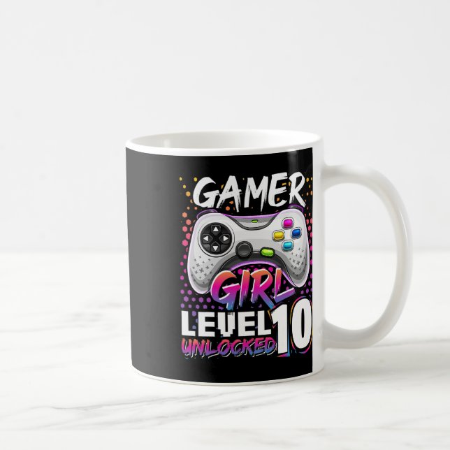 Mug Fille Niveau 10 Déverrouillé Jeu Vidéo Anniversair (Droite)