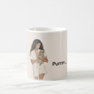 Mug Fille noire chat noir ronronnement Halloween
