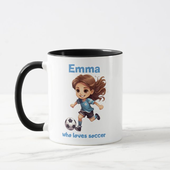 Mug Fille qui aime le football avec votre nom (Gauche)