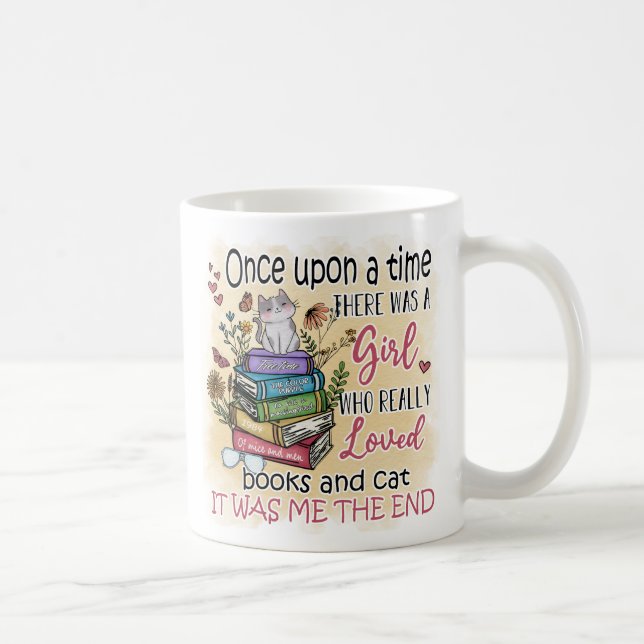 Mug Fille qui aime les livres et les chats (Droite)