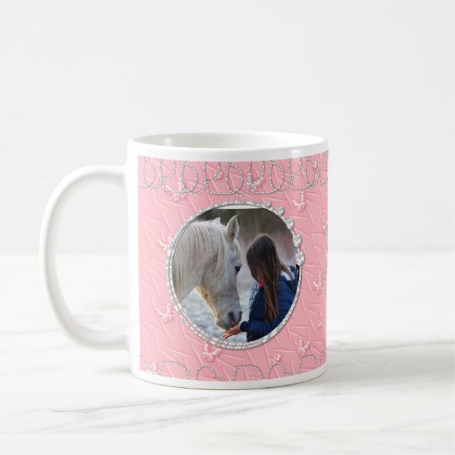 Mug Fille rose Faux Sparkly Deux Accent Coeur Photo (Gauche)