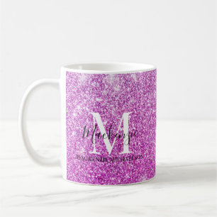 Mug Fille rose Ombre Parties scintillant Nom du monogr