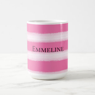 Mug Fille rose rayures blanches