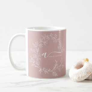 Mug Fille rose rousse Vierge Script Monogramme Nom Mod