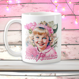 Mug Fille Rose Vintage Fleurie Joyeux Noël