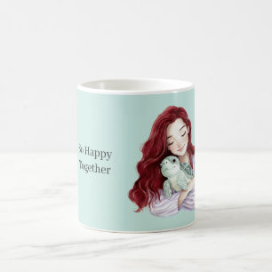 Mug Fille Roux Tortue Marine Heureuse Ensemble