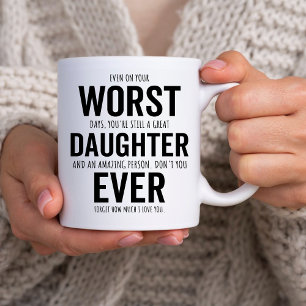 Mug Fille Sarcastique Anniversaire, Pire Fille Jamais