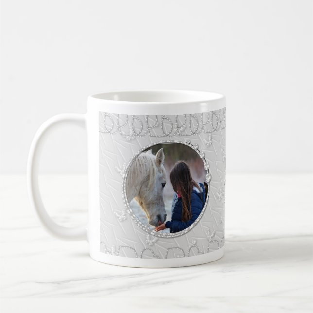 Mug Fille Slilver Faux Sparkly Deux Accent Coeur Photo (Gauche)