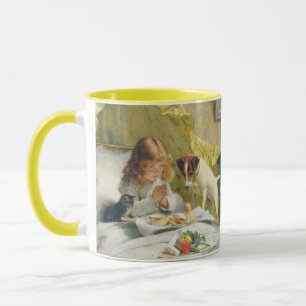 Mug Fille Vintage priant avec l'art de chat et de chie
