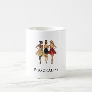 Mug Filles en robes noires rouges glamour or