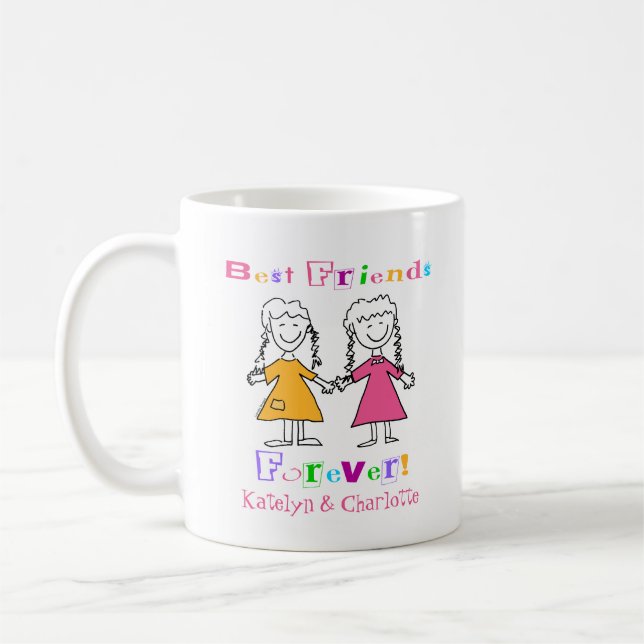 Mug Filles mignonnes Personnalisées Meilleurs Amis Pou (Gauche)