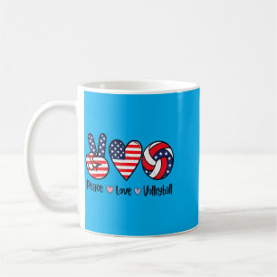 Mug Filles Paix Amour Volley-ball 4 juillet Américain