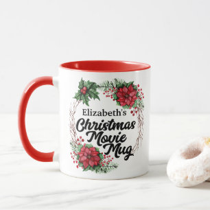 Mug Film de Noël personnalisé regardant Wreath Art