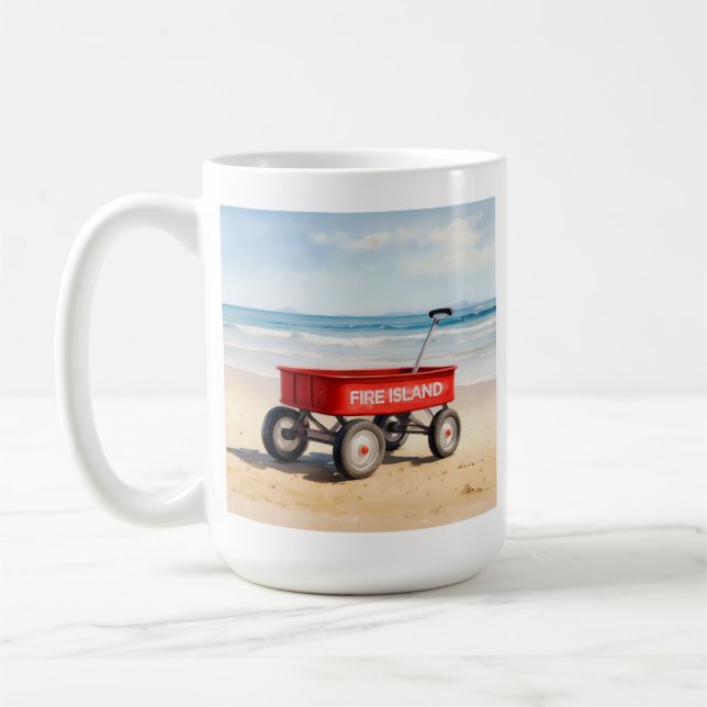 Mug Fire Island Red wagon plage de sable LI New York (Gauche)