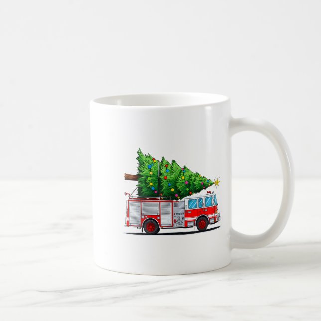 Mug Fire Truck Christmas Tree Xmas Lights Firefighter  (Droite)