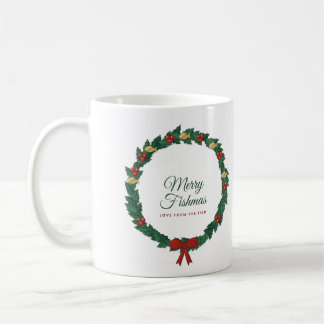 Mug Fish Noël Joyeux Fishmas, Couronne de houx