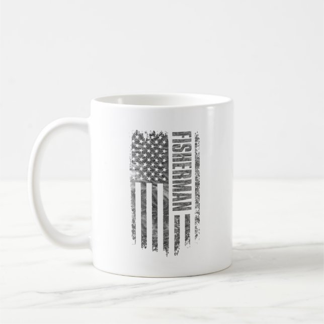Mug Fisherman USA Flag Distressed design (Gauche)
