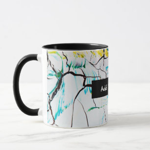 Mug Fissures Abstraites en bleu jaune vert