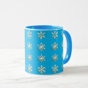 Mug Flacons de neige en argent 3 jours sur bleu turquo