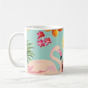 Mug Flamant rose des fruits tropicaux Motif Vintage