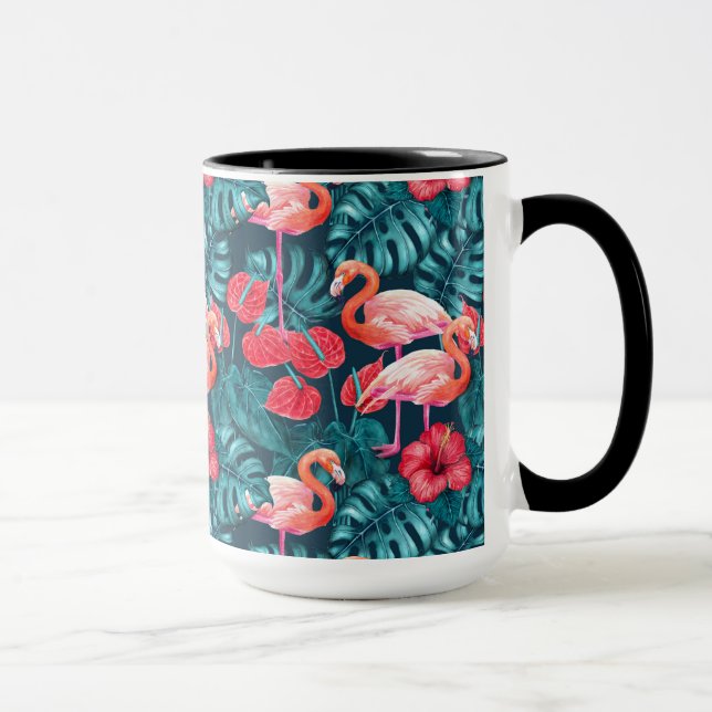 Mug Flamant rose et aquarelle du jardin tropical (Droite)