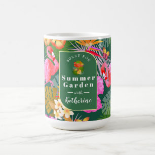 Mug Flamant rose Garden Vert foncé