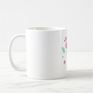 Mug Flamant rose, pastèque, motif feuilles tropicales