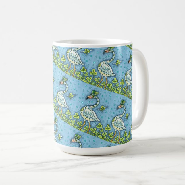 MUG FLAMANT ROSE POLKA DOT VERT, FUNNY ST. JOUR DE PAT (Devant droit)