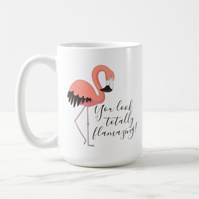 Mug Flamant rose rose mignon Drôle Totalement Flamazin (Gauche)