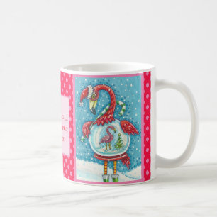 Mug Flamant rose ROSE, NOËL BLANC NEIGE GLOBE
