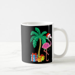Mug Flamant rose rose Noël Palmier Tropical Xmas Fu