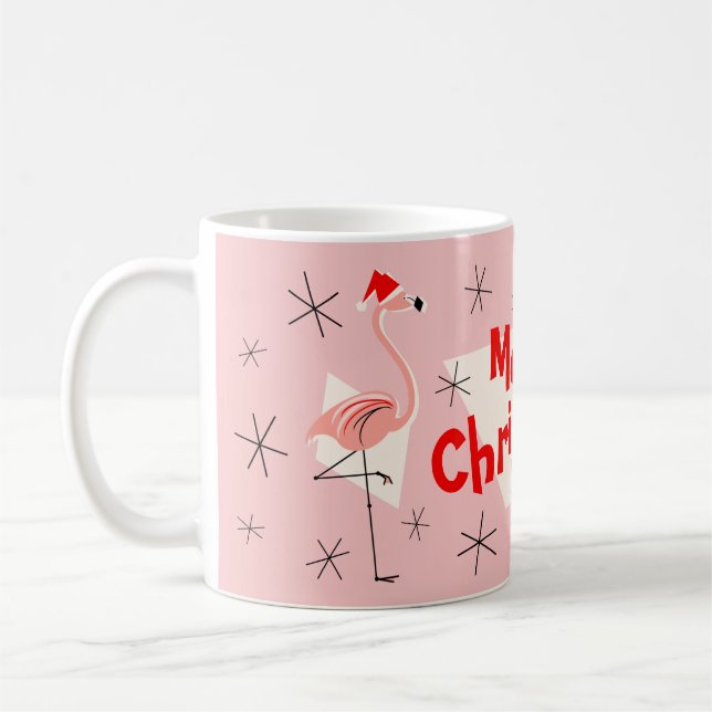 Mug Flamant rose Santas Pink Merry Christmas muet (Gauche)